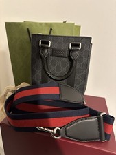 Brand New Gucci Mini Crossbody Tote Bag In Black GG Supreme Canvas & Leather