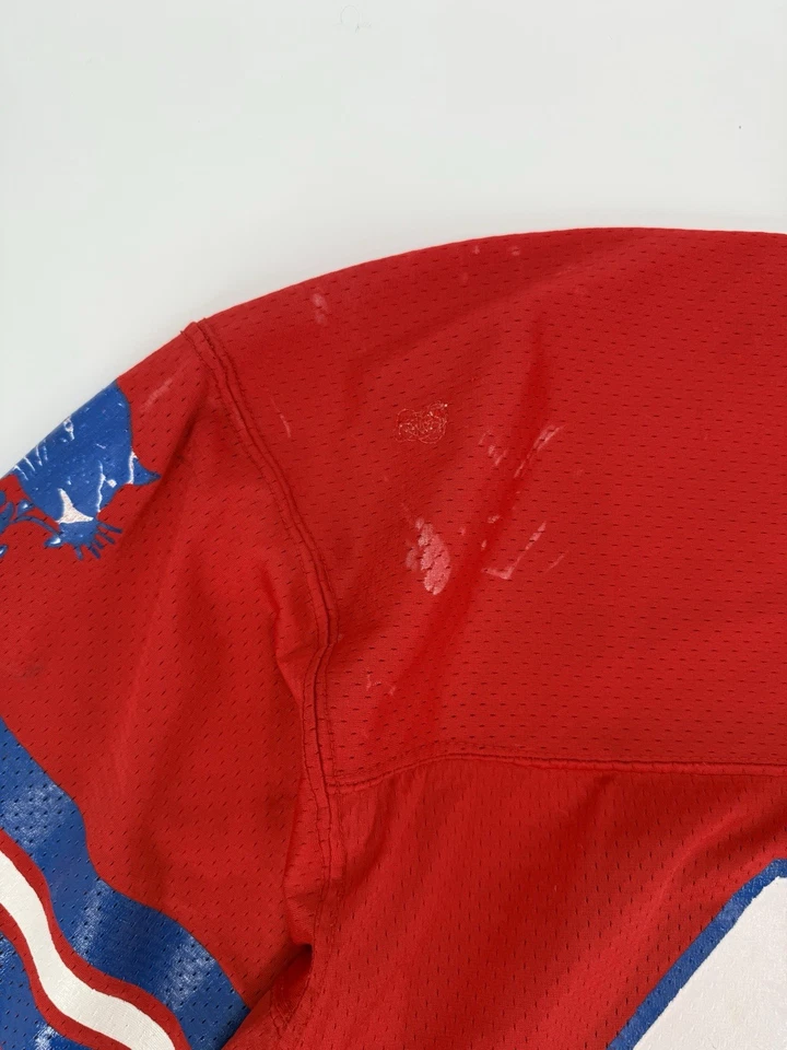 Vintage 80’s Champion Cropped Red White Blue Mesh Football Jersey Size Large - Image 4 of 4