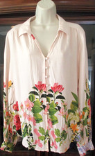 NWT Anthropologie Fig Flower Blush Pink Floral Peasant Boho Blouse Top sz L