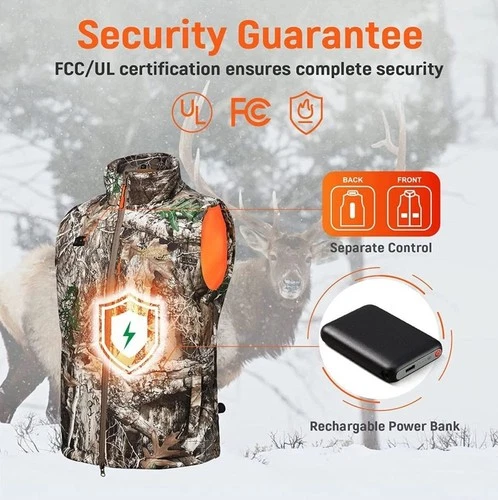 USB Heated Vest Lightweight Hunting Hiking with 10000 Mah Battery Pack image 7