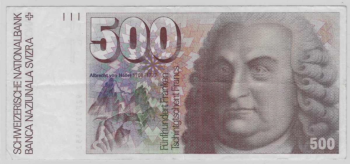 SCHWEIZ/SWITZERLAND 500 FRANK 1992  XF