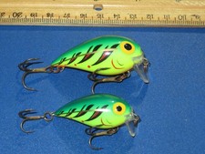 Lot of 2 Storm Sub Wart Crankbait size 4 5 Lures Hot Fire Tiger
