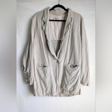 Free People Linen Boyfriend Blazer Cream Oversized XS