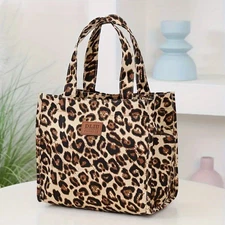 Lunch Bag Leopard Pattern Large Capacity Lunch Bag Lunch Box Meal Bag Leakproof
