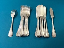 12 couverts a poisson CHRISTOFLE modèle RUBANS CROISÉS métal argenté couteau