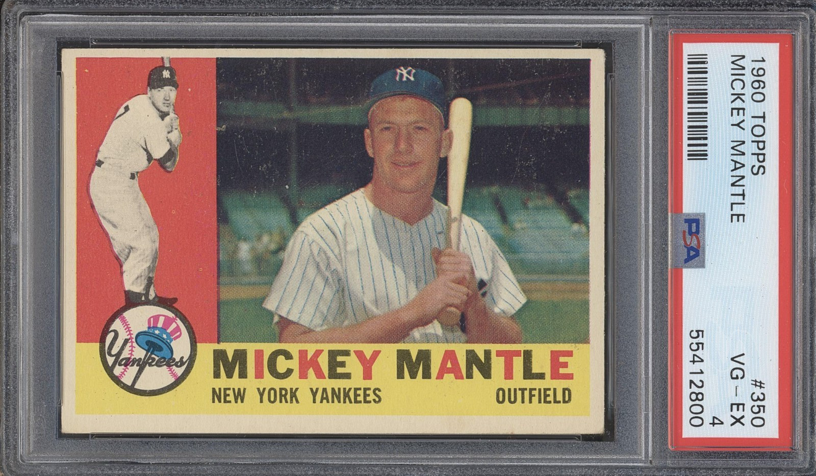 1960 Topps # 350 MICKEY MANTLE - PSA 4 VG/EX - HOF NEW YORK YANKEES