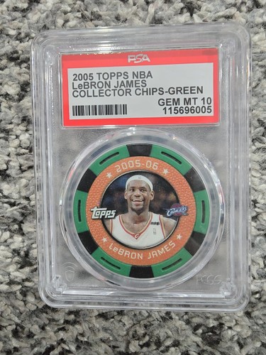 2005 - 2006 Topps LeBron James Collector Chips Green PSA 10
