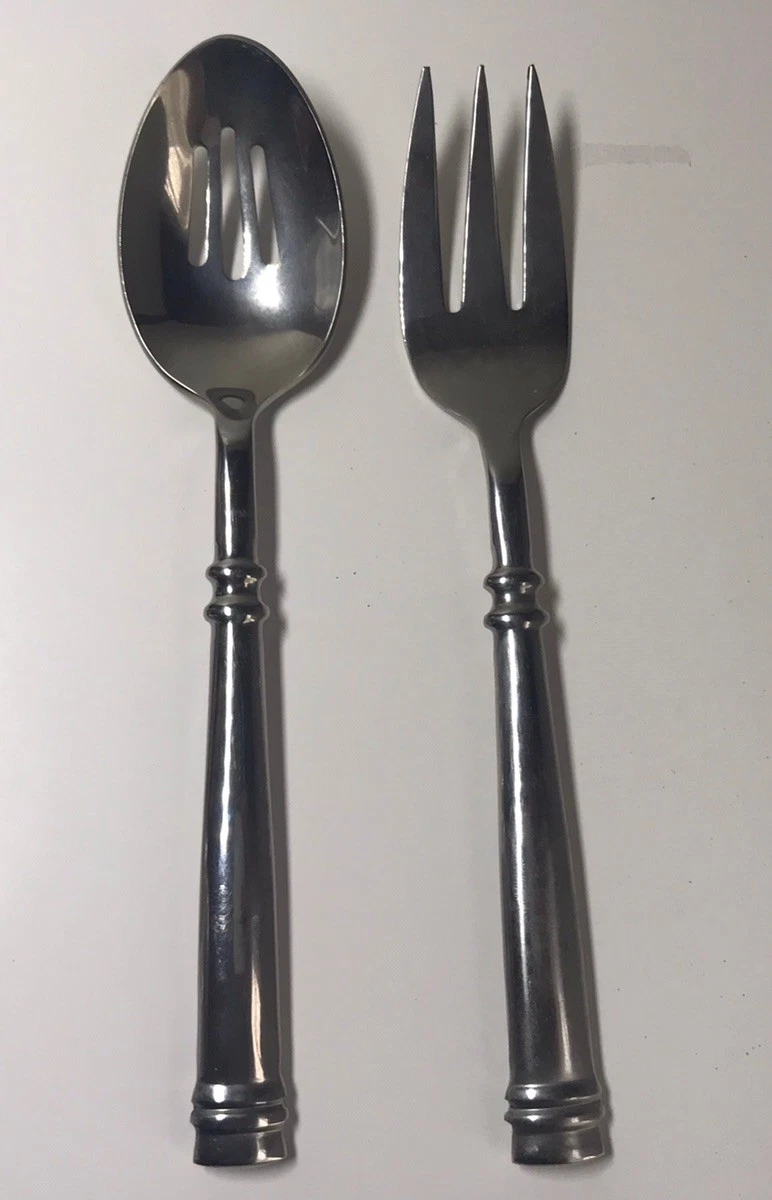 Artisanware Silver (Stainless) Serving Set Hostess Serving Slot Spoon And Fork