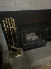 Vintage BRASS Fireplace Tool Set MCM
