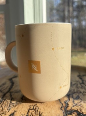 Nespresso World Explorations Coffee Mug Cream City Flight Path New York Paris