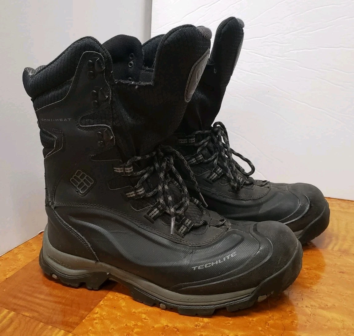 Mens 9.5 Columbia Techlite Omni-heat Snow Boots Black Waterproof 600 grams