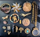 Antique Vintage Art Deco Estate Jewelry Lot Quizzing Glass Necklace Bakelite