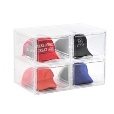 Hat Organizer Box, Clear Baseball Caps Holder, Stackable, Magnetic Door, Dust...