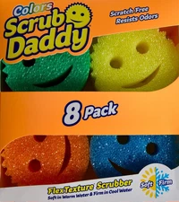 Scrub Daddy Colors Flex Texture Scrubber Sponges, 8 Pack +Free Towel Microfiber