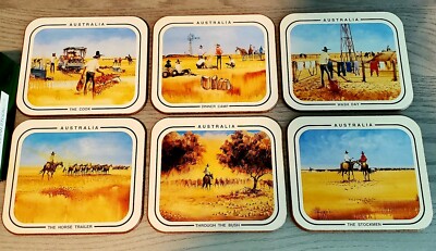 Australia Collection By Mondo Set Of 6 Plastic/Cork Drink Coasters