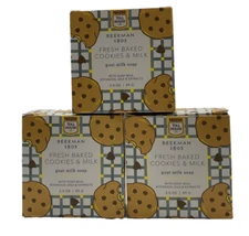(3)NEW Beekman 1802 Goat Milk Bar Soap FRESH BAKED COOKIES & MILK