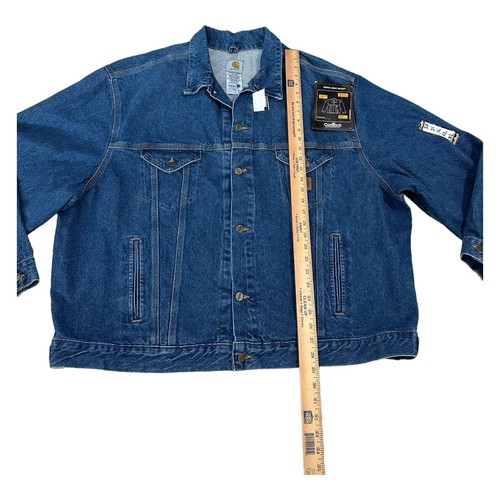 Vintage Carhartt Jean Trucker Jacket Men 3XL Blue Denim J12 DST Made In USA NWT - Picture 7 of 16