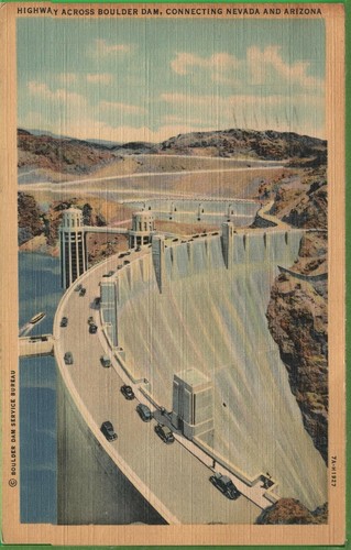 Vintage Nevada NV Postcard Highway Across Boulder Dam Colorado posted 1941 - Picture 1 of 4