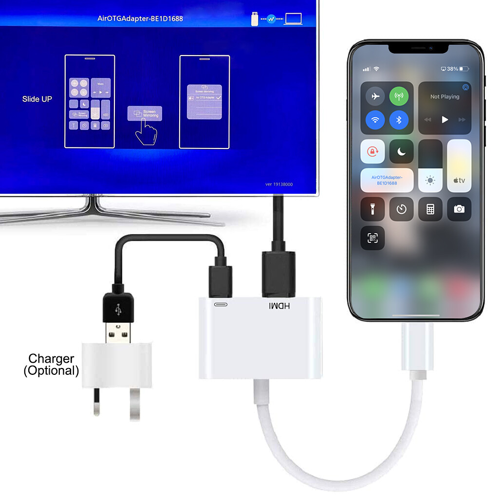 For iPhone 11 12 13 14 Connected to TV, Upgraded 1080P Digital HDMI AV  Converter