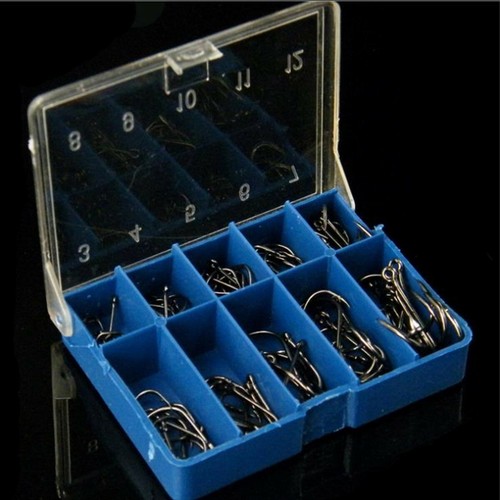 100X Sharpened Fishing Hook High Carbon Steel Fishing Hook With Box Black/Silver - Picture 5 of 12
