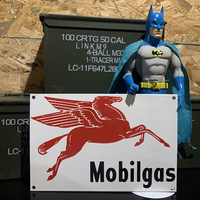 12” X 8” MOBILGAS Pegasus Porcelain Mobil Gas Oil Pump Plate Sign | eBay