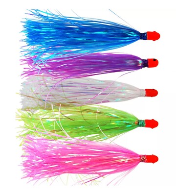 5 MYLAR DUSTER FISH BLUE WATER CANDY KINGFISH MACKERAL LURE (Green)