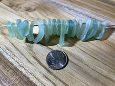 Sea glass - 20 Mini Top Drilled Pieces Of Aqua Blue Sea Glass