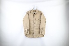 Vtg 50s Korean War Mens Medium Distressed 8.2 oz Military Button Shirt Khaki USA