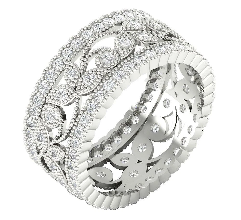 Designer Eternity Wedding Real Diamond Ring VS1 F 1.40 Ct Yellow