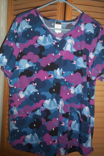 NWOT WOMAN'S DISNEY BRAND SHORT SLEEVE EYORE SCRUB TOP SHIRT SIZE XL