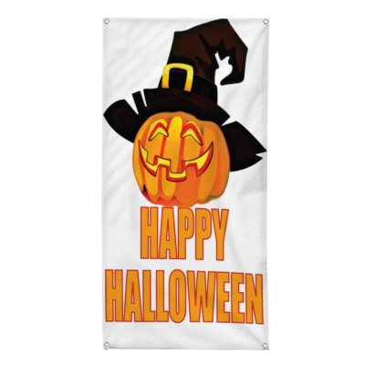 Vertical Vinyl Banner Multiple Sizes Happy Halloween Scary Pumpkin Ghost Outdoor