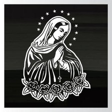 Virgin of Lady of Guadalupe Praying Catholic LARGE 13.5"x10" WHITE Decal Sticker