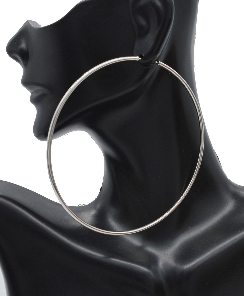 14k Solid White or yellow Gold big Large Endless hoop Earrings