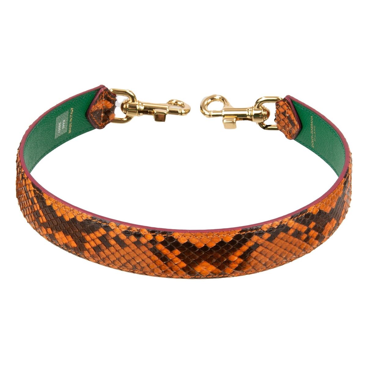 DOLCE & GABBANA Snake Leather Bag Strap Handle Orange Green DOLCE & GABBANA Snake Leather Bag Strap Handle Orange Green