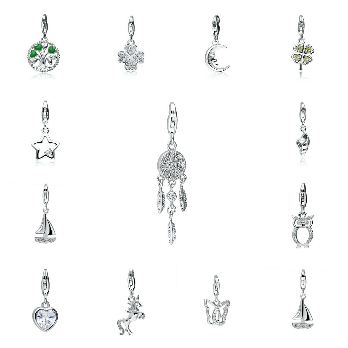 Charms Anhänger echt Silber 925 mit Karabiner für Bettelarmband Herz Geschenke