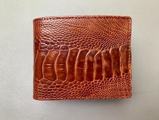 Brown Genuine Ostrich Leg Leather Skin DOUBLE SIDE MEN'S BIFOLD WALLET