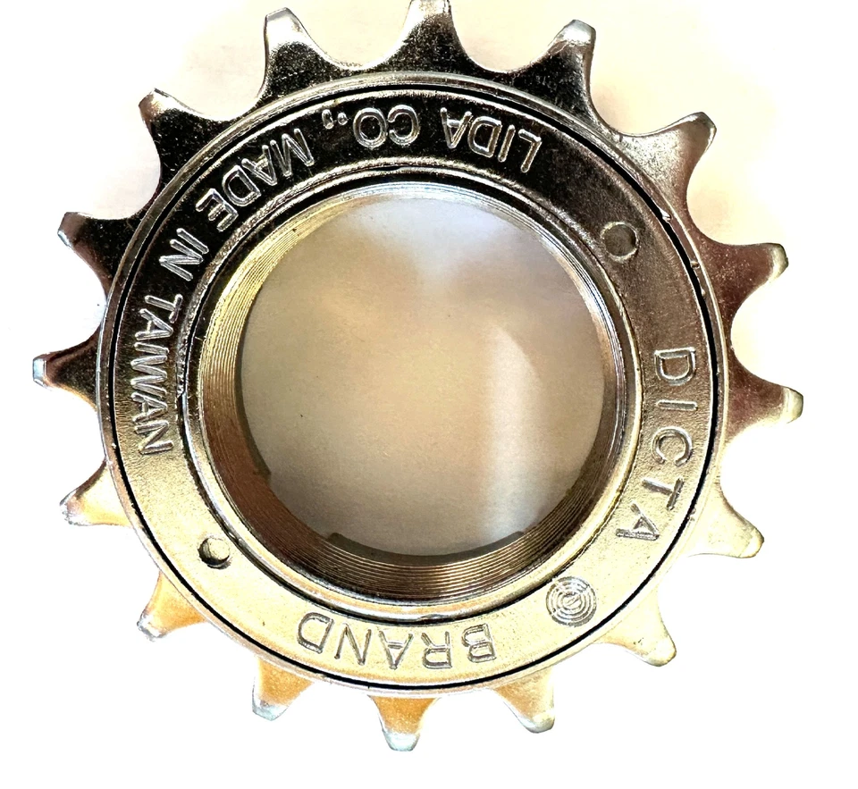 16 зубьев ОДНОСКОРОСТНОЕ КОЛЕСО СВОБОДНОГО ХОДА DICTA хромированное покрытие 1/2 дюйма - 1/8 дюйма винтик BMX, ЗВЕЗДОЧКА - Изображение 3 из 4