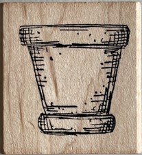 Vintage Art Impressions Rubber Stamp 1998 Flower Pot D-1737 Terra Cotta Spring
