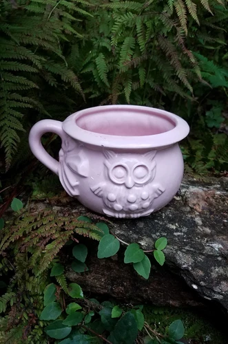 ~RARE~Vintage Haeger Usa #271 Pink Owl Good Night And Sleep Tight Mug Planter~