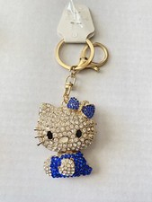 Golden 3D Cute Kitty Cat Keychain Bling Rhinestone Purse Charm Valentine Gift