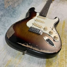 Relic ST Electric Guitar Alder Body Vintage Sunburst Color Rosewood Fretboard