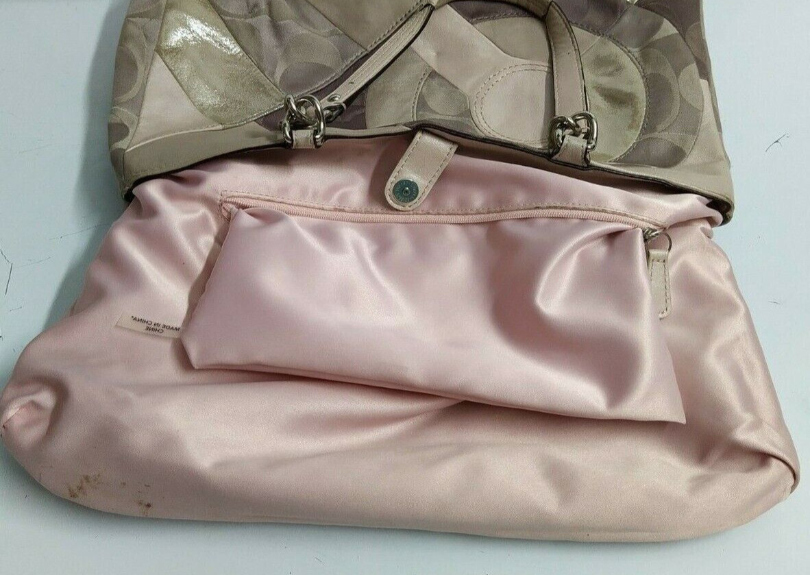 Coach Patchwork Grey Canvas Leather Chain Strap S… - image 10