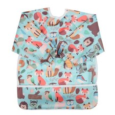 Baby Bib Long Sleeve Waterproof Shirt w/ Pocket 1-3 Years Animal Forest