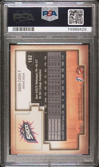 2002 Fleer Authentix WNBA Swin Cash Rookie Card PSA 9 HOF UCONN Huskies - Image 2 of 2