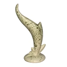 Vintage Dryden Bird Of Paradise Speckled Glaze Pottery Freeform Vase MCM 8.5”