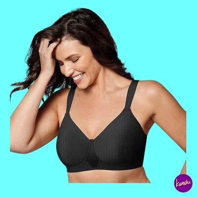 PLAYTEX Women's Secrets Perfectly Smooth Wirefree Bra, Black Stripe, 36D - Image 1 of 4