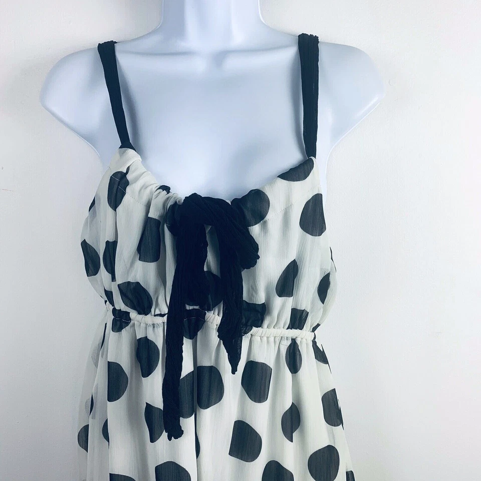Vestido Twenty One para mujer talla S negro blanco a lunares vestido sin mangas transparente en capas informal Foto 4 de 4