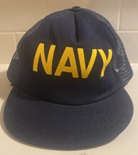 Vintage US Navy Mesh Snapback Trucker Hat Cap Made In USA