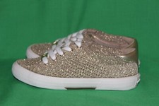 MICHAEL KORS GIRLS CASUAL FLAT SHOES SPARKLING GOLD WHITE LACEUP SIZE 13 NEW