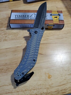 TIMBER WOLF  STONEWASH ASSISTED OPENING FOLDING POCKET KNIFE G-10